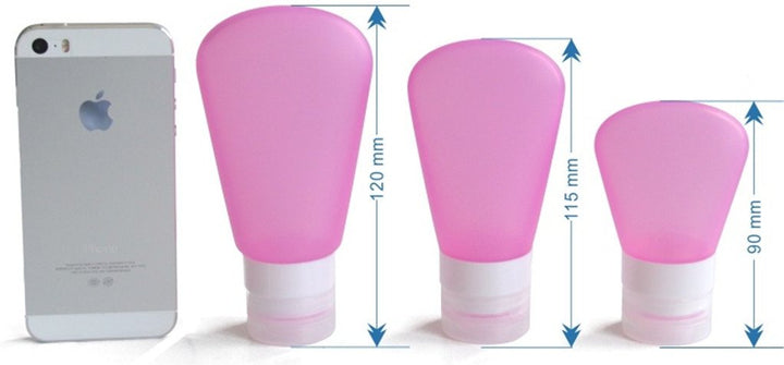 3 Pack- Portable Food Grade Squeeze Silicone Liquid Travel Bottle TSA Approved For Shampoo, Conditioner, Lotion, Toiletries, condiments (1 OZ Pink + White + Blue)
