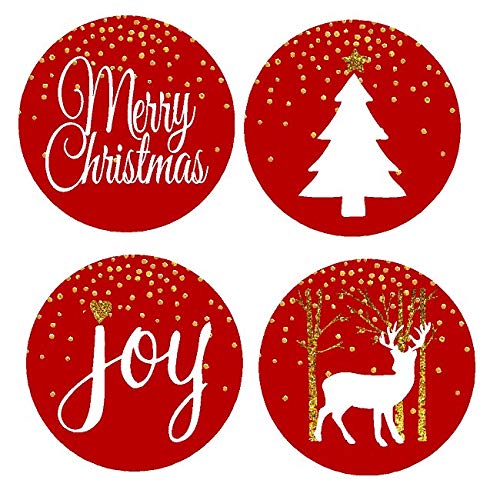 48pack Red Merry Christmas Joy Deer Tree Assortment Sti