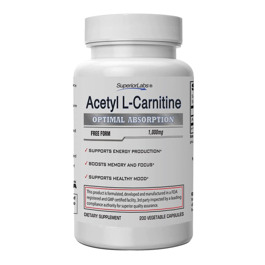 | Acetyl L-Carnitine 1000mg | 200 caps | Maximum Absorption | Pure Vegetable Capsules | Zero Synthetic Additives | Superior Absorption