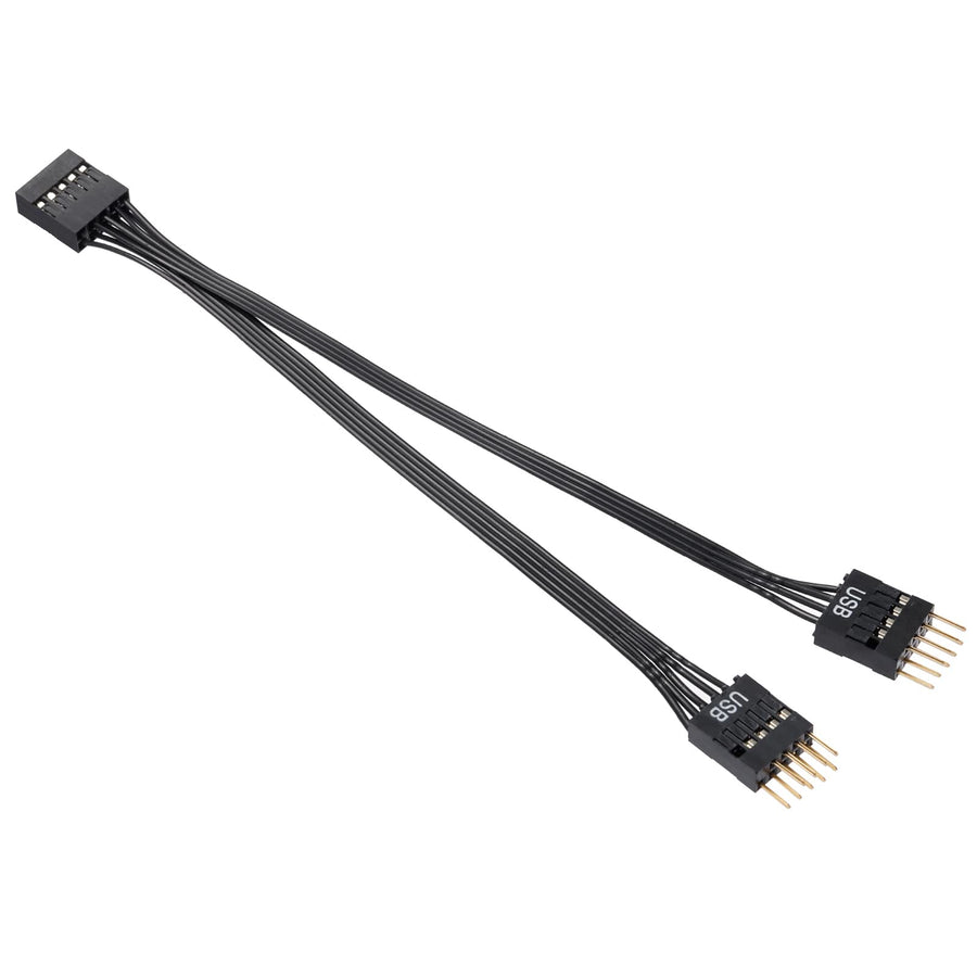 Motherboard USB Splitter, USB2.0 9-Pin USB Splitter 1-in-2, USB Motherboard Adapter 9Pin Line Expansion Cable USB Splitter for Computer Motherboards, NZXT, USB Header Splitter Length 17.6 cm.