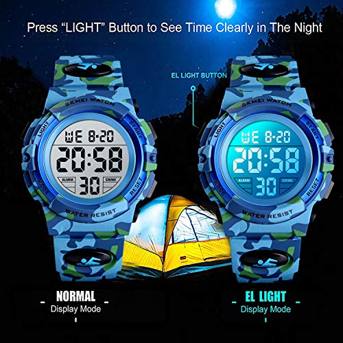 Boys Watches Ages 4-15, Kids Camouflage Digital Sports Waterproof Outdoor Analog Electronic Watches with Alarm Stopwatch, Children Birthday Presents Gifts Toys for Age 4-12 Year Old Boys Girls