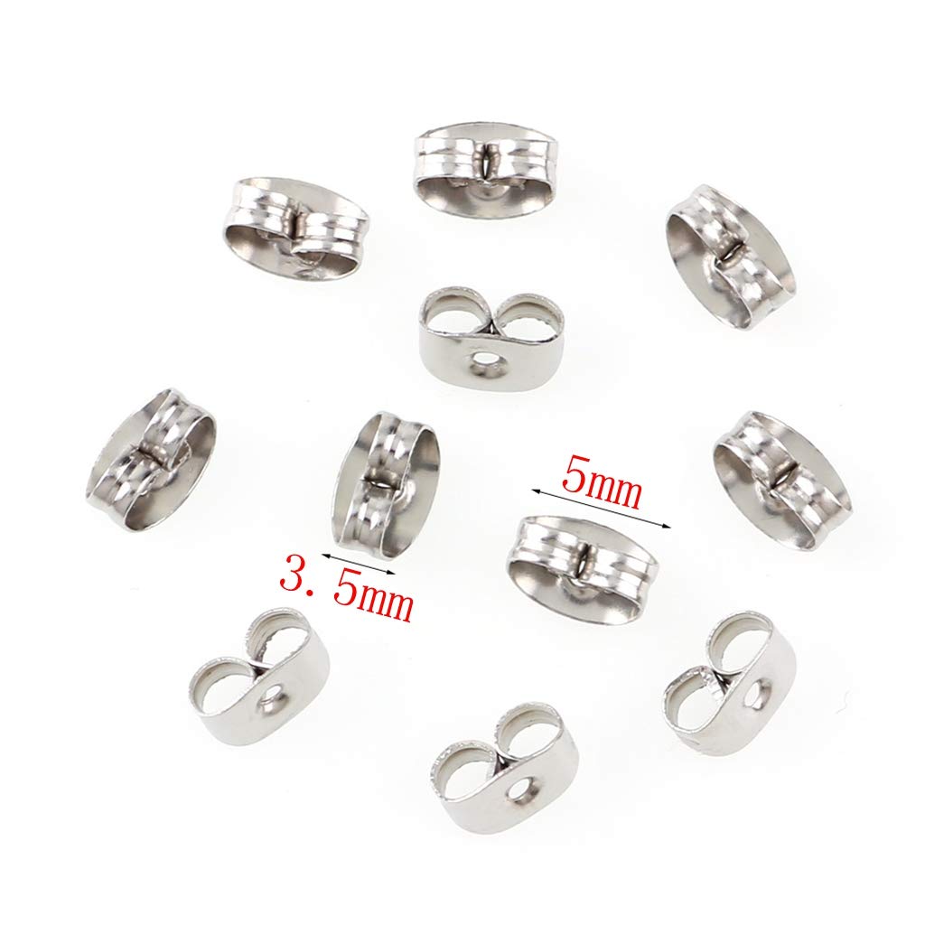 300 Pieces Stainless Steel Butterfly Earring Backs (Silver 5x3.5mm)