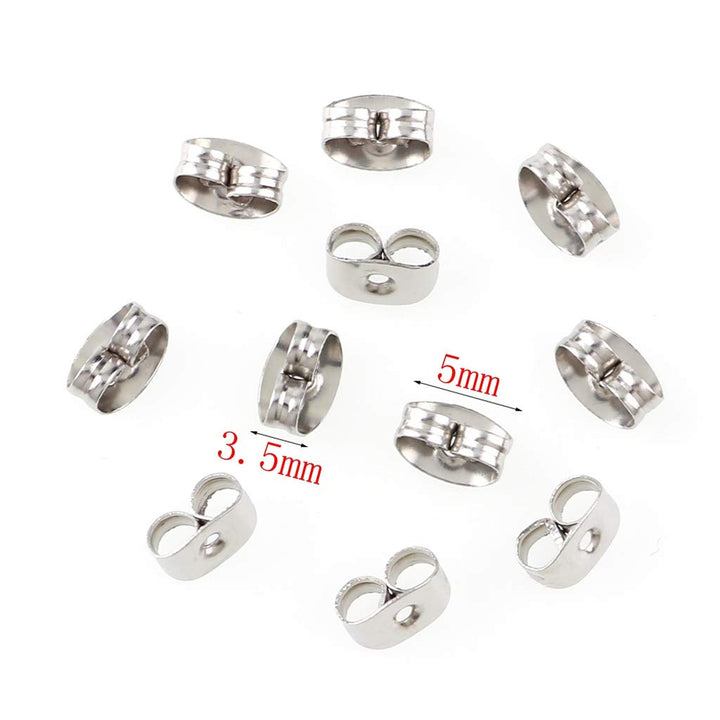 300 Pieces Stainless Steel Butterfly Earring Backs (Silver 5x3.5mm)