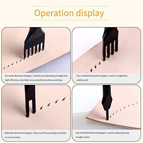Citian Alloy Stainless Steel 4pcs 1/2/4/6 Prong Lacing Diamond Stitching Chisel Hole Punches Tool,Sharp Pricking Iron Leather Craft Tool Sets DIY Handwor (3mm)