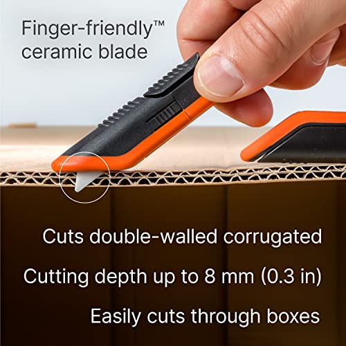 - 10400 Box Cutter, 3 Position Manual Button with Ceramic Blade, Locking blade