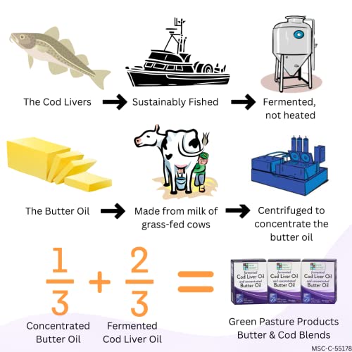 Fermented Cod Liver Oil Blend and Concentrated Butter Oil Blend - 120 Capsules
