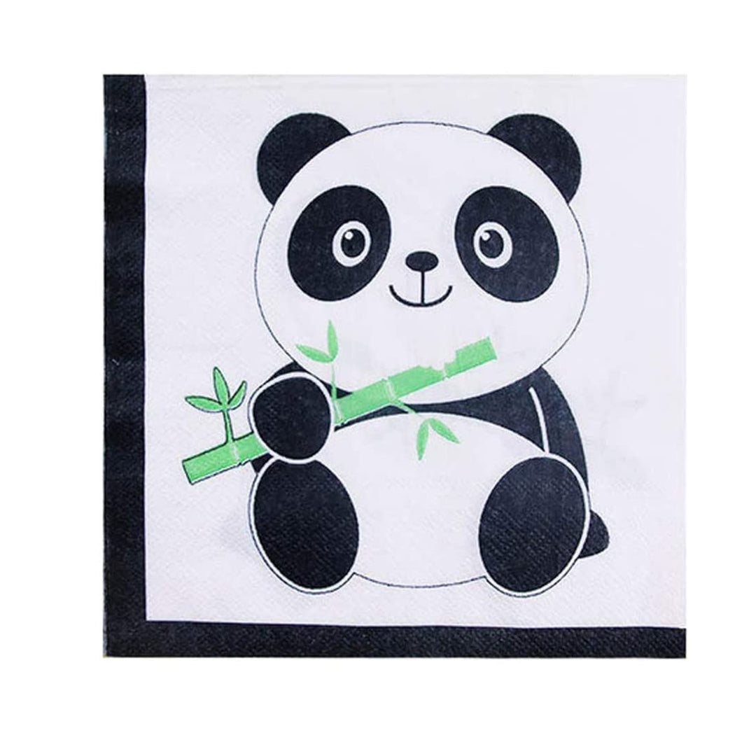 31 Pcs Panda Party Supplies, Panda Disposable Tableware Set with 10 Panda Plates 20 Napkins and 1 Tablecloth for Kids Baby Shower Birthday Decorations
