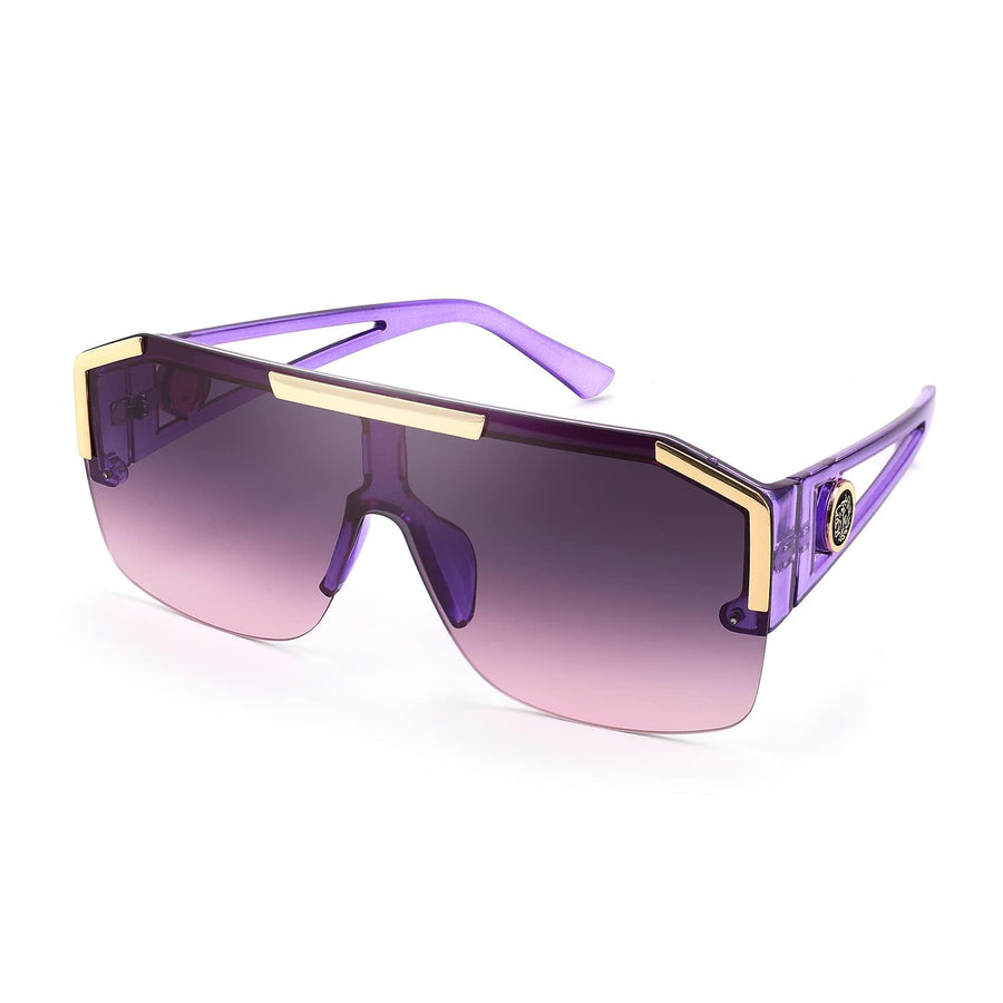 FEISEDY Square Flat Top Shield Sunglasses One Piece Fra