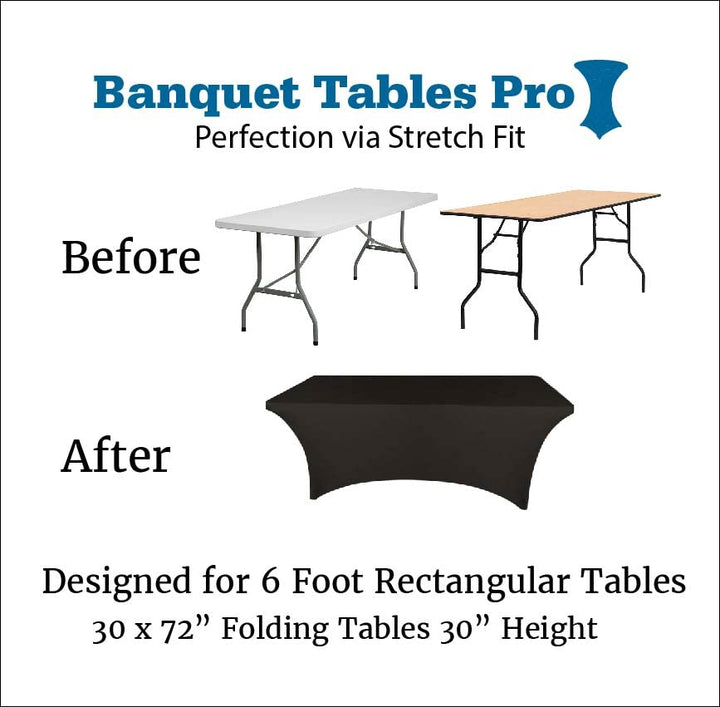 6 ft Black Stretch Tight Fit Spandex Rectangular Folding Tablecover for 30Wx72Lx30H Folding Patio Tables, Banquet,Party
