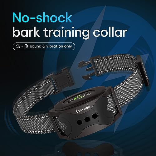 Rechargeable Dog Bark Collar - No Shock Dog Training Smart Collar - Beep & Vibrating Dog Collar - Anti Bark Collar for Large Dog, Medium & Small Dog - No Shock Bark Collar - 12-110 lbs