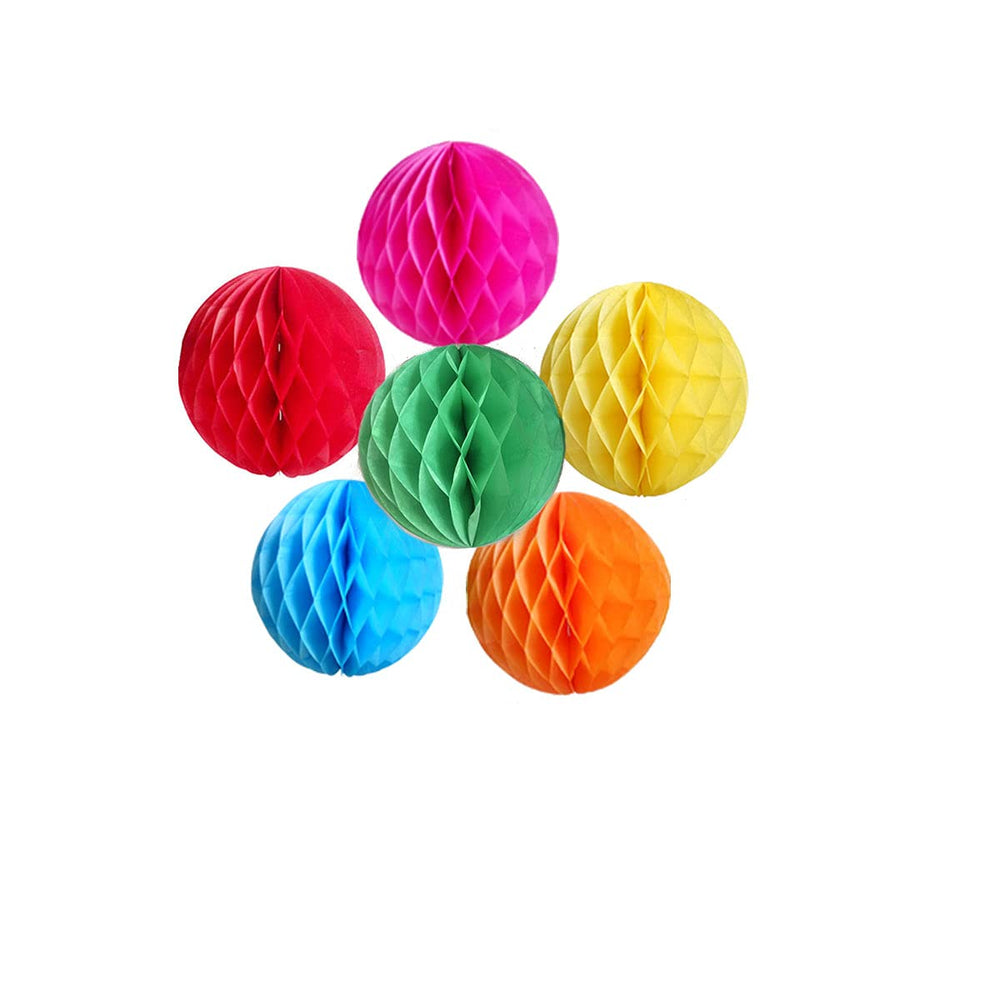 6PCS Paper Honeycomb Balls Tissue Paper Flower Balls Wall Backdrop Decoration Party Pom poms Flower Decoration Wedding Birthday Nursey Baby Shower Suppliers (8inch, Orange)