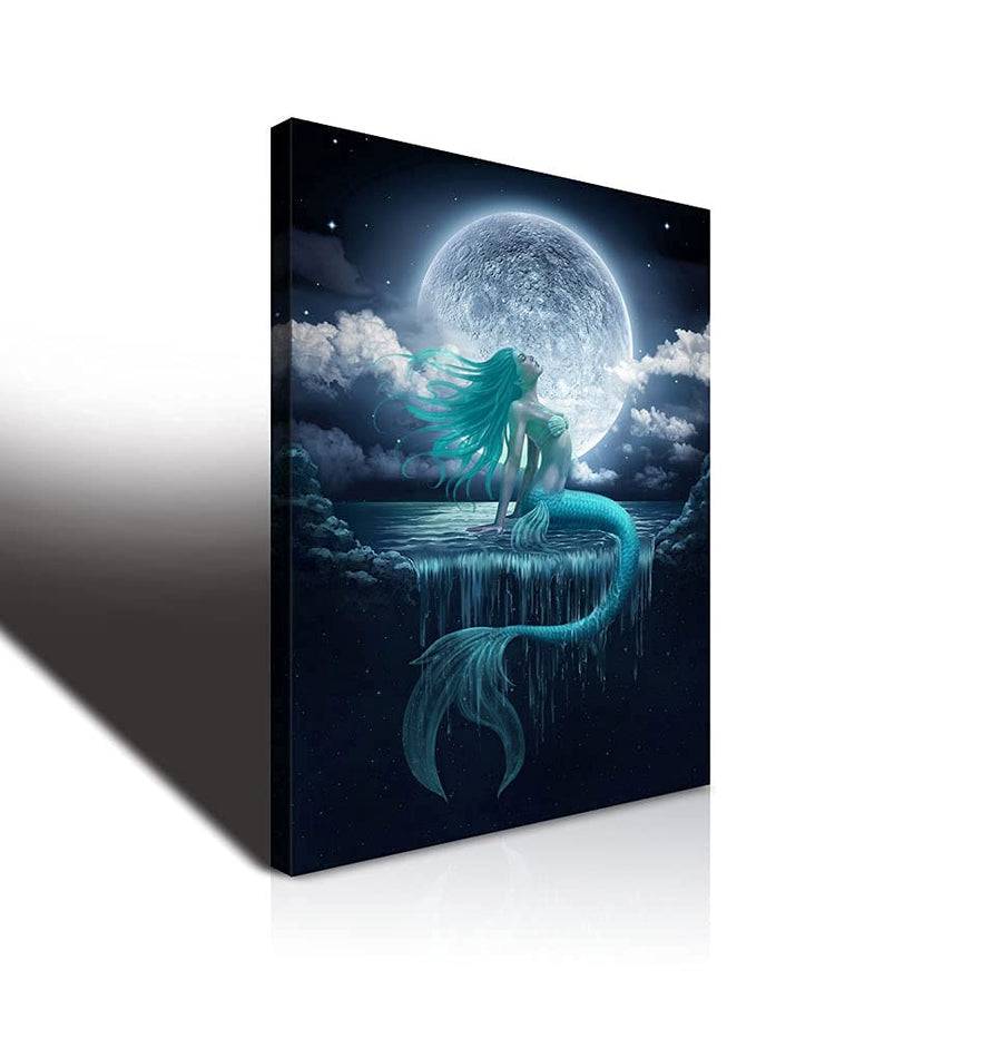 Bathroom Decor Wall Art for Bedroom Modern Artwork for Walls Colorful Mermaid Decor for Girl Room Canvas Art Wall Decor Framed Wall Decorations Watercolor Mermaid Wall Pictures for Bedroom
