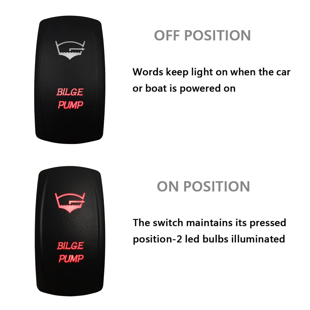 12V 24V Dual RED Led Blower Rocker Switch with Wires 5 PIN ON-Off Laser Etched Blower Switches for Car Boat Motorcycle Truck Trailer Caravan SUV ORV Auto Parts