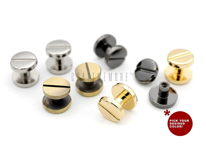11mm Chicago Screw Rivets Flat Cap Screw Posts Stud for Bags Belts Leather Strap 6 Pack -Pick Color (11 mm, Gunmetal)