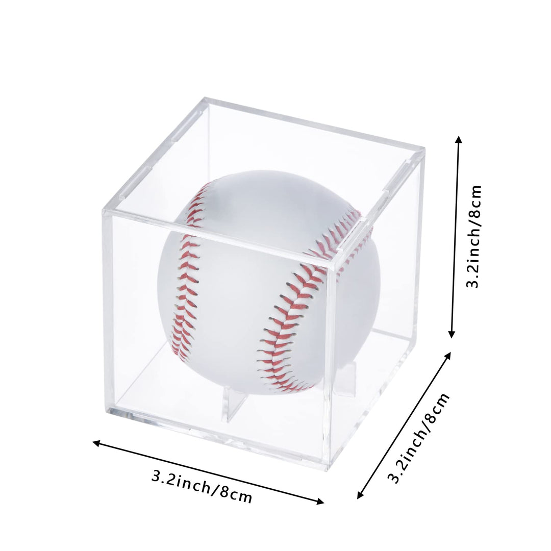 Stackable Baseball Display Case, Acrylic Cube Memorabilia Display Storage Box, UV Protected Baseball Holder for Ball Display - Fits Official Size Ball (2)