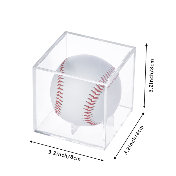 Stackable Baseball Display Case, Acrylic Cube Memorabilia Display Storage Box, UV Protected Baseball Holder for Ball Display - Fits Official Size Ball (2)