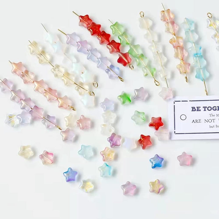 160pcs Star Heart Crystal Beads Bulk Star Heart Spacer Beads Crystal Glass Beads Loose Beads for Earring Bracelet Necklace Key Chains Jewelry DIY Craft Making (Multicolors, 8mm)