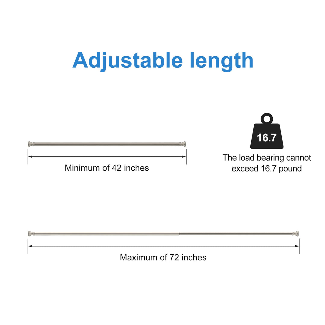 Amazer Spring Tension Shower Curtain Rod, 42-72 Inches 