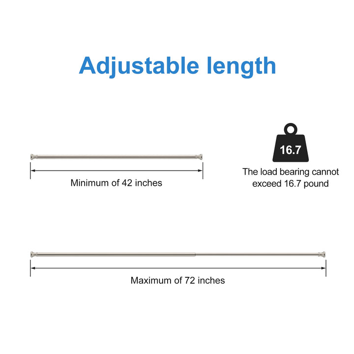 Amazer Spring Tension Shower Curtain Rod, 42-72 Inches 
