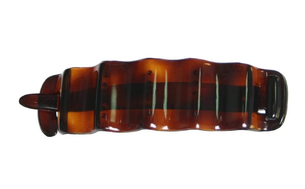 Wavy All Celluloid Acetate Barrette A Tight Non Metal Barrette In Tortoise Shell