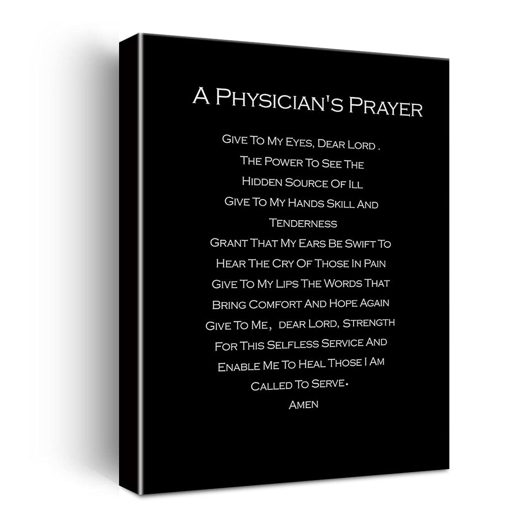 Doctor Physicians Gifts for Women Men, A Physician&#39;s Prayer Poster Canvas Wall Art Painting Ready to Hang for Home Office Decor Doctor Christian Gifts Graduation Gifts Easel &amp; Hanging Hook