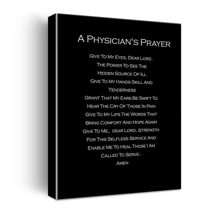 Doctor Physicians Gifts for Women Men, A Physician&#39;s Prayer Poster Canvas Wall Art Painting Ready to Hang for Home Office Decor Doctor Christian Gifts Graduation Gifts Easel &amp; Hanging Hook