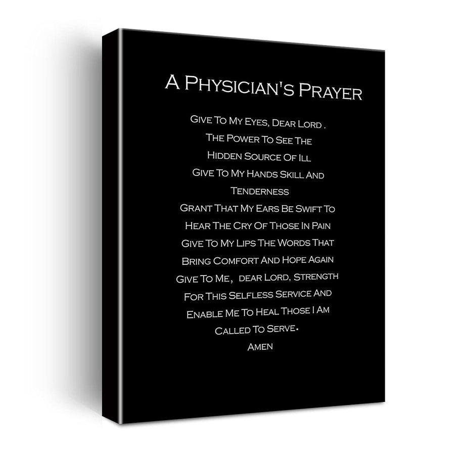 Doctor Physicians Gifts for Women Men, A Physician's Prayer Poster Canvas Wall Art Painting Ready to Hang for Home Office Decor Doctor Christian Gifts Graduation Gifts Easel & Hanging Hook