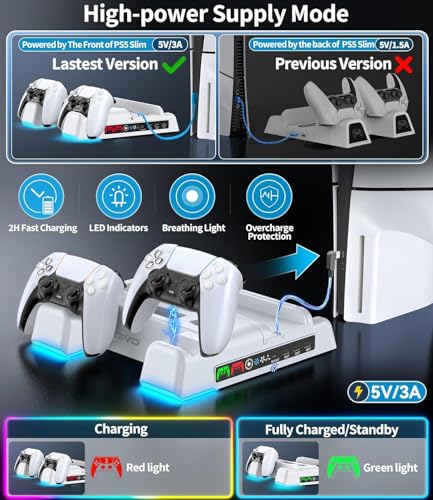 PS5 / PS5 Slim Stand and Cooling Station with LED Contr
