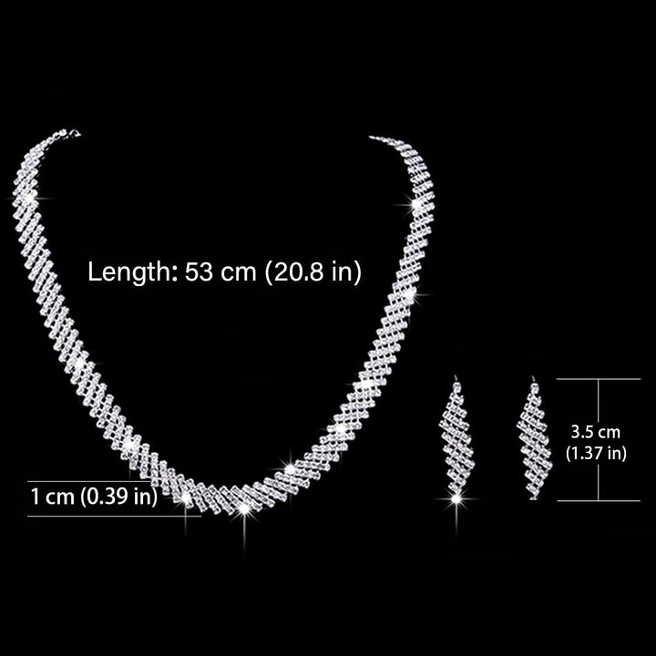 Yikisdy Wedding Bridal Necklace Earrings Set Crystal Si