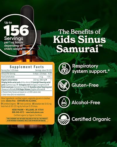 Herb Pharm Kids Certified- Alcohol-Free Sinus Samurai L
