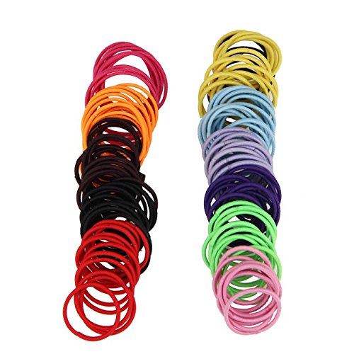 Coobbar 100pcs Women Elastic Hair Ties Band Ropes Ring 