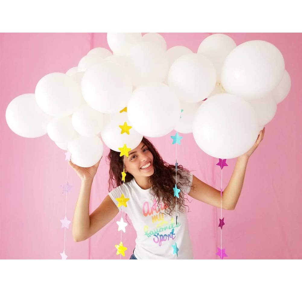10 Inch Thicken Light White Balloons, large Macaron White Latex Helium Balloons for Birthday Wedding Reception Bridal Shower Party Decorations Supplies, 100 Pieces