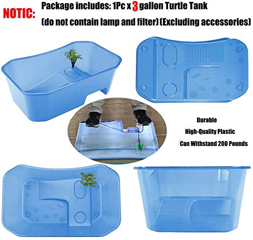 Turtle Tank Aquarium,Reptile Habitat,Turtle Habitat Terrapin Lake Reptile Aquarium Tank with Platform Plants for Crayfish Crab (Black)(Excluding Accessories)