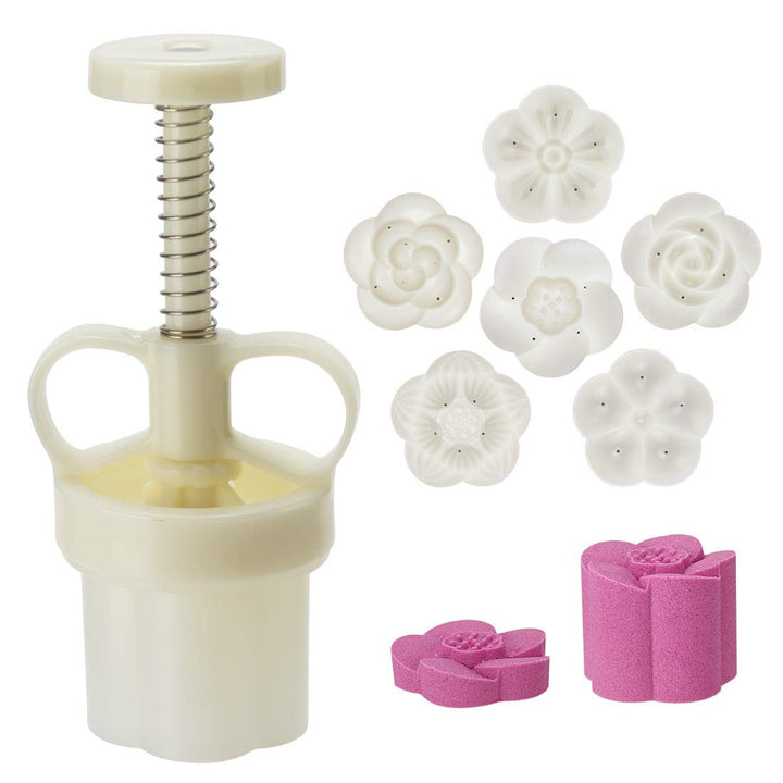 Moon Cake Mold Chinese Mid-autumn Festival Cookie Stamp Set, Thickness Adjustable 50g 6 Stamps Mooncake Shortbread Press DIY Decoration Hand Cutter Cake Polvoron Mold
