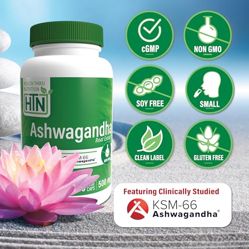 Ashwagandha 500mg KSM­66® 90 Capsules | Stress, Mood, Focus, &amp; Energy | Clinically Proven and Organic Root-Only Whitania Somnifera Extract | Non-GMO, Gluten &amp; Soy Free