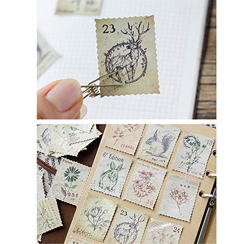 138 Pcs/3 Sets Post Stamp Stickers Retro Cute Plants/An