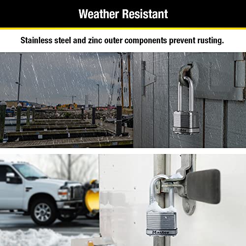 M1XTRILH Magnum Heavy Duty Padlock with Key, 3 Pack Keyed-Alike,Silver