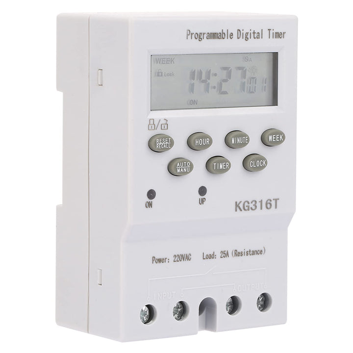 Microcomputer Time Control Switch KG316T 220V Programmable Automatic Digital Timer Switch Timing Control Range 1Min - 168H