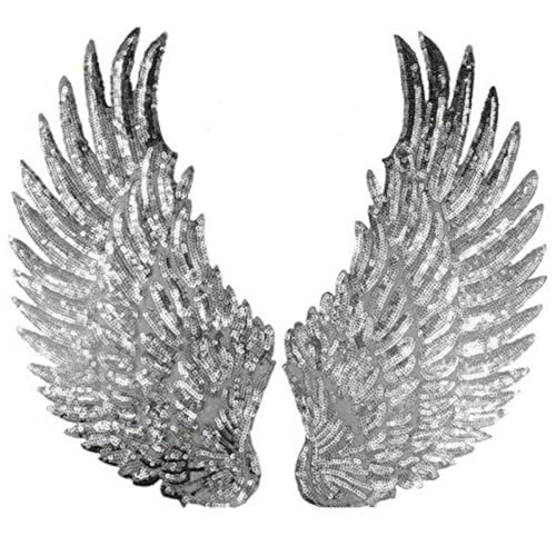 Large Angel Wings Sequin Patches Iron on Sew on Appliqu