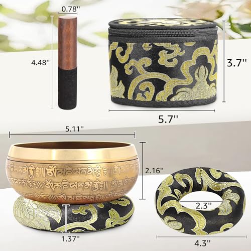 SHANSHUI 5&#39;&#39; Tibetan Singing Bowl Set, 