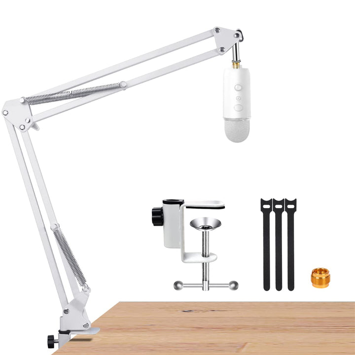 For Blue Yeti White Boom Arm, Mic White Desk Stand Comp