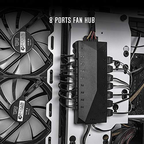 HA-02 Fan Hub for Computer Internal Fans, 8 PWM Ports+8 ARGB Ports, ARGB Motherboard Sync, PWM Functional Fan Adapter