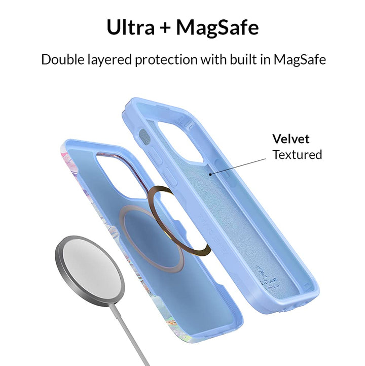 for iPhone 13 Case for Women [10ft Drop Tested] Compatible with MagSafe - Cute Phone Cover - Protective Microfiber Lining (Holographic Blue Marble)