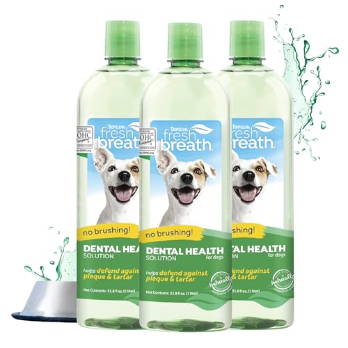 Fresh Breath Water Additive for Dogs | 3 Pack | Breath Freshener and Teeth Cleaning Solution | No Toothpaste or Toothbrush Required | 33.8 oz