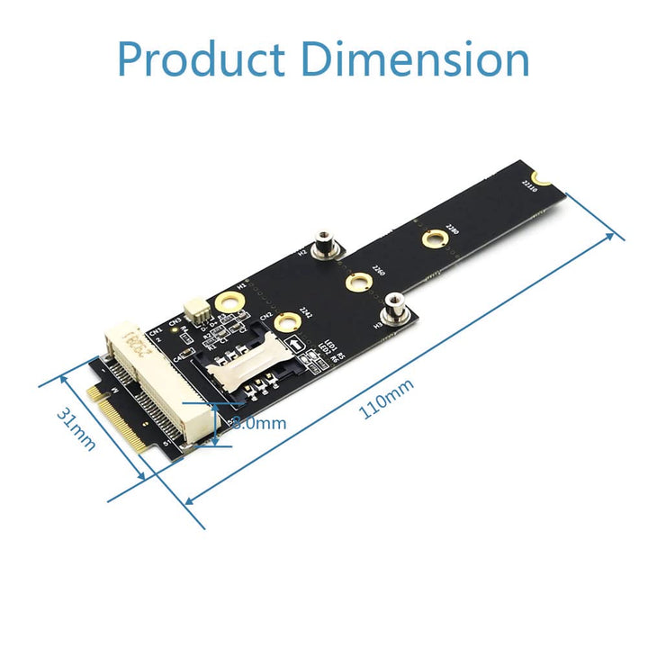 HLT Mini PCI-E to M.2(NGFF) Key M Adapter with SIM Card