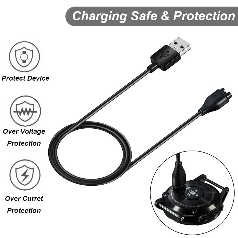 Charger for Garmin Forerunner 45 55 245 255 265 745 945 955 965, Approach S10 S12 S40 S42 S60 S70, Vivoactive 3 4 4S, Instinct, Venu 2 2S Plus, Fenix 7 7S 7X 6 5 Charging Cable [2Pack, 3.3ft/1m] (2)