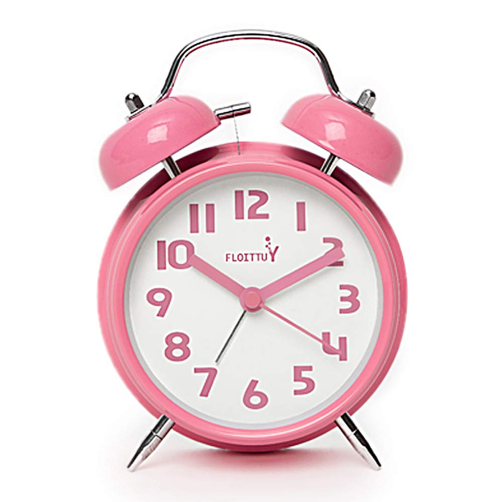 {Loud Alarm for Deep Sleepers) 4&#39;&#39; Twin Bell Alarm Clock with Backlight for Bedroom and Home Decoration(Pink)