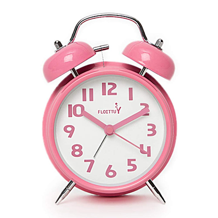 {Loud Alarm for Deep Sleepers) 4&#39;&#39; Twin Bell Alarm Clock with Backlight for Bedroom and Home Decoration(Pink)