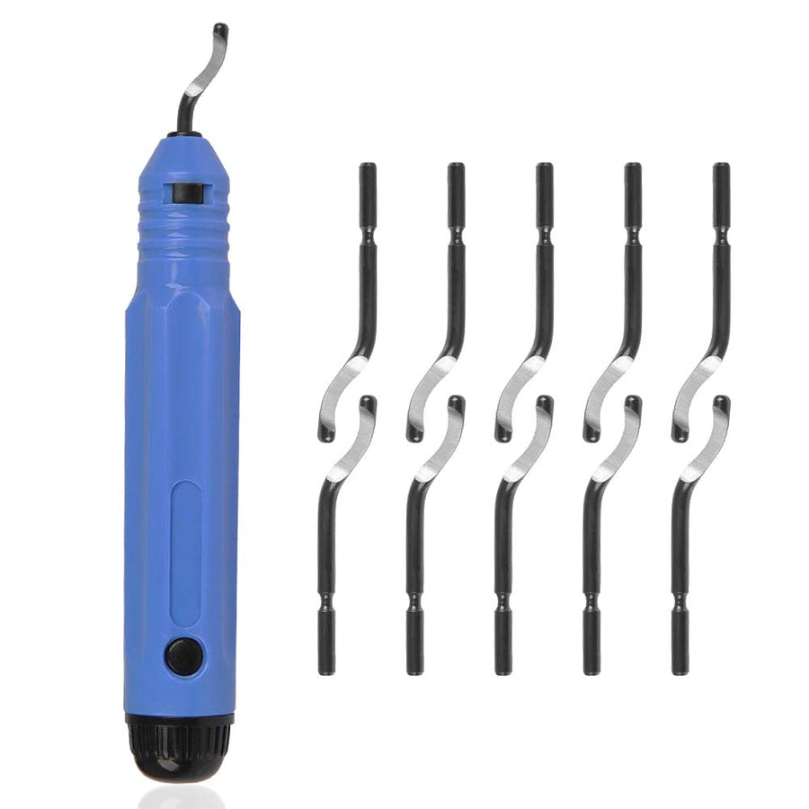 Saiper Deburring Tool Kit, NB1100 Handle with 10pcs Extra BS1010 HSS Blades- Hand Rotary Pipe Deburring Cutter for Cutting Deburrs Wood, Plastic, Copper, Aluminum and Steel