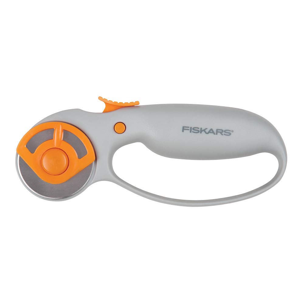 Classic 45mm Loop Rotary Cutter for Fabric and Paper - 45mm - Rotary Cutter for Sewing, Arts and Crafts with Comfort Handle - Grey and Orange [packing may slightly vary]